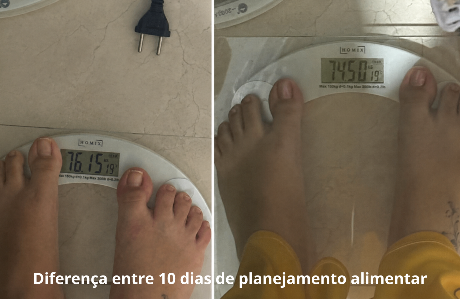 Diferença entre 10 dias de planejamento alimentar